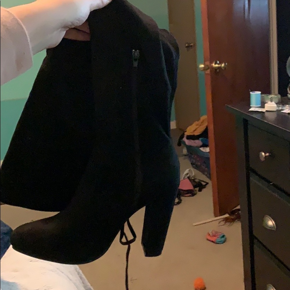 Thigh High Black Boots with heel